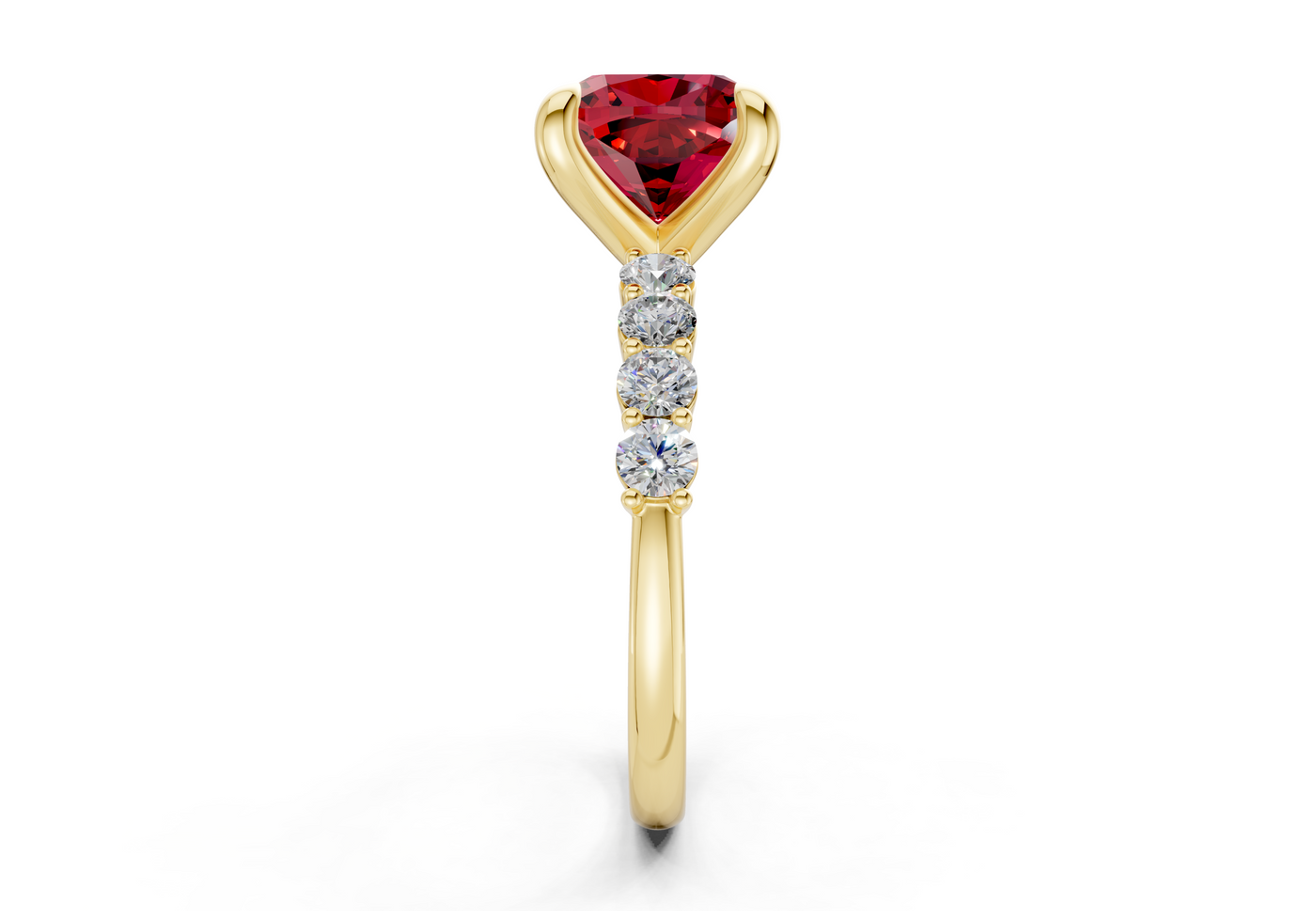 Arabella Ruby Gemstone Accent Cushion Square Cut 2mm Engagement Ring