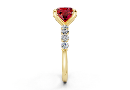 Arabella Ruby Gemstone Accent Cushion Square Cut 2mm Engagement Ring