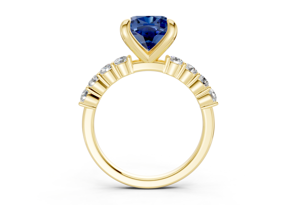Arabella Sapphire Gemstone Accent Cushion Square Cut 2mm Engagement Ring