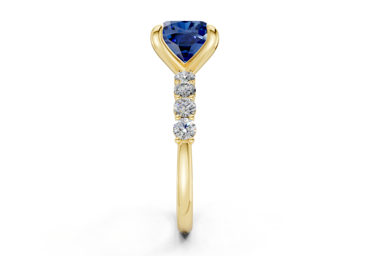 Arabella Sapphire Gemstone Accent Cushion Square Cut 2mm Engagement Ring