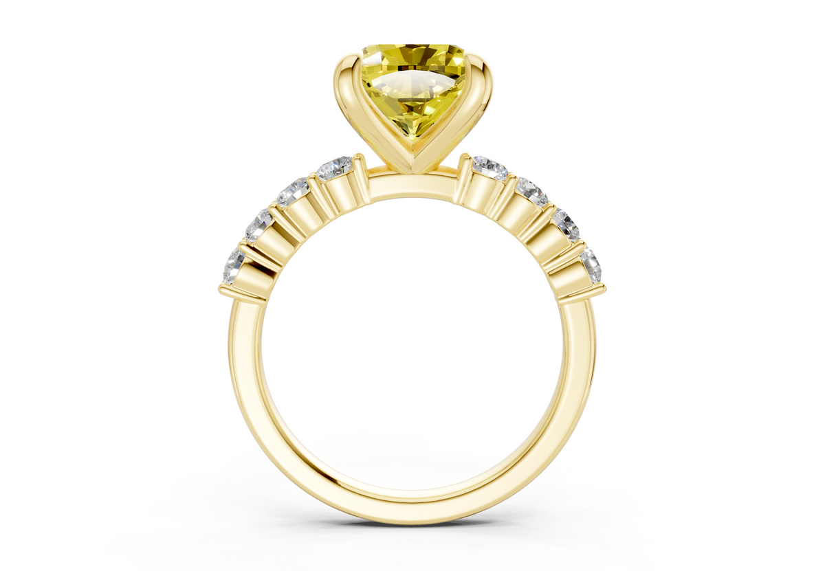 Arabella Yellow Diamond Accent Cushion Square Cut 2mm Engagement Ring