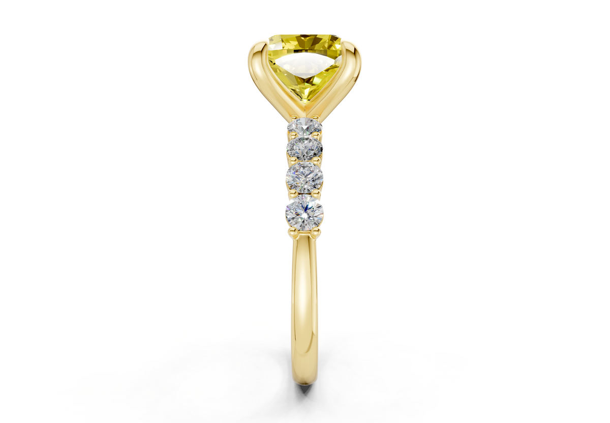 Arabella Yellow Diamond Accent Cushion Square Cut 2mm Engagement Ring