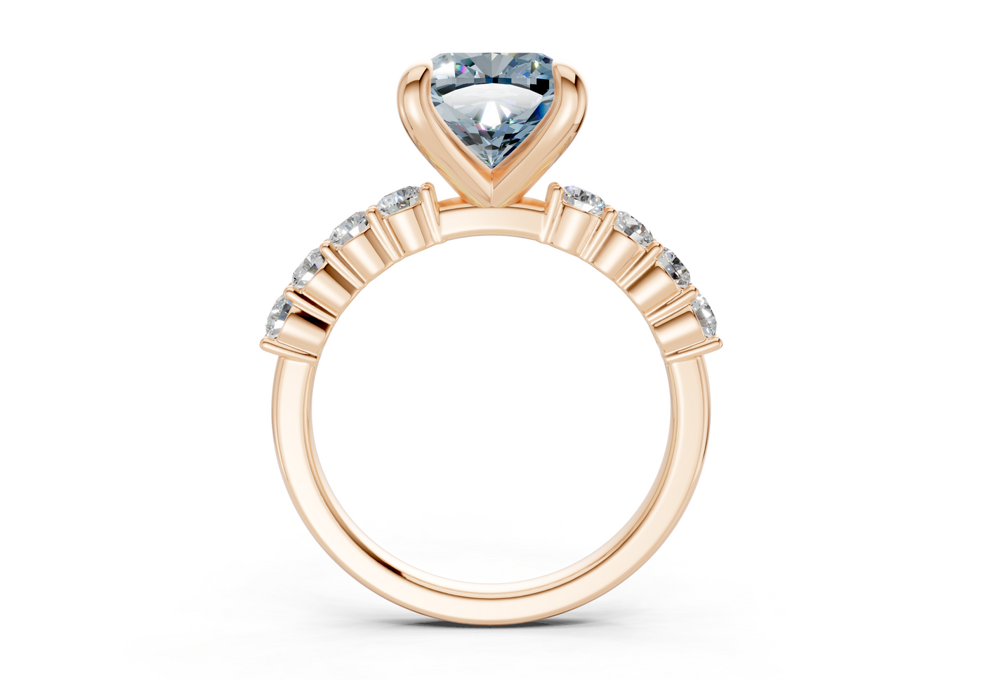 Arabella Blue Diamond Accent Cushion Square Cut 2mm Engagement Ring