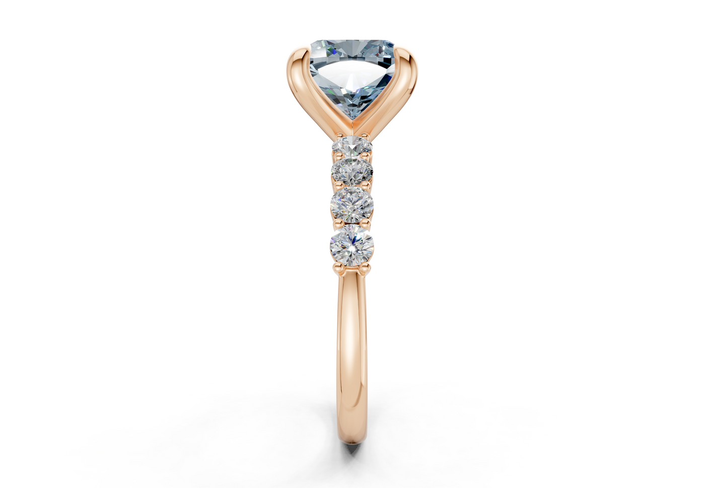Arabella Blue Diamond Accent Cushion Square Cut 2mm Engagement Ring