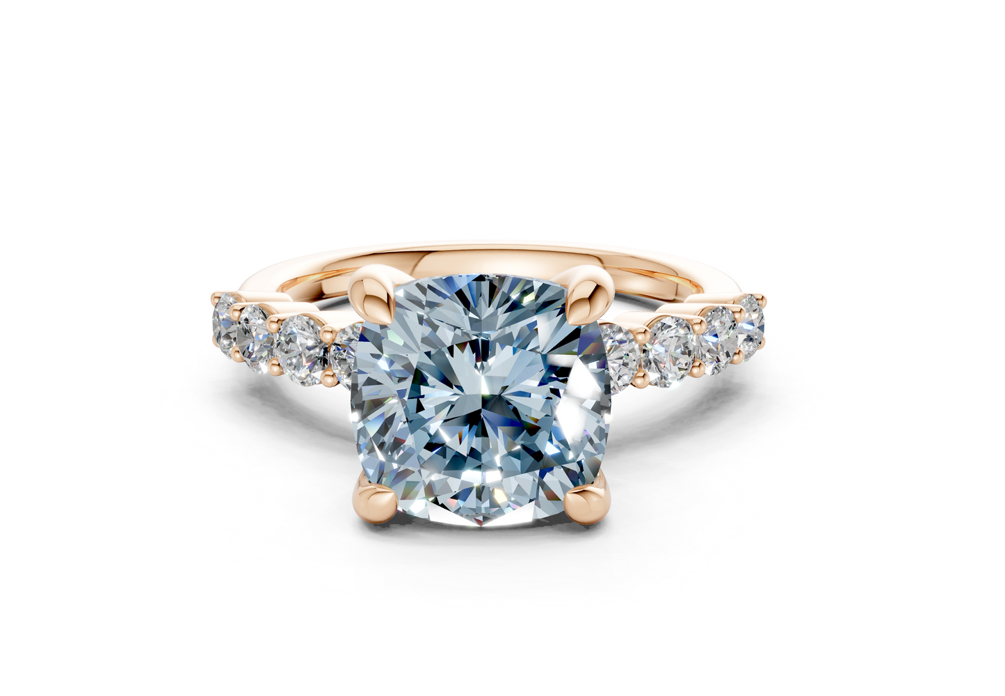 Arabella Blue Diamond Accent Cushion Square Cut 2mm Engagement Ring
