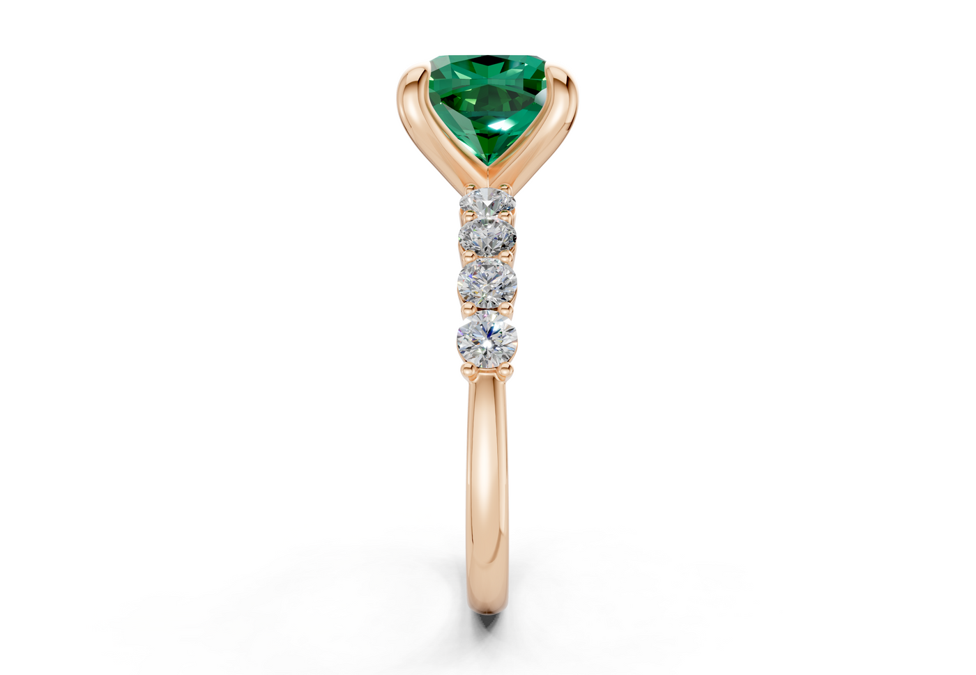 Arabella Emerald Gemstone Accent Cushion Square Cut 2mm Engagement Ring