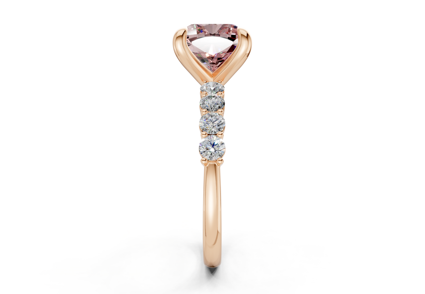 Arabella Pink Diamond Accent Cushion Square Cut 2mm Engagement Ring