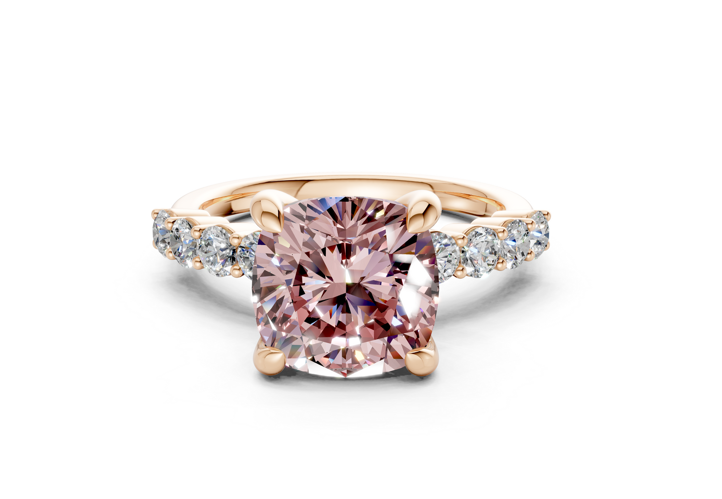 Arabella Pink Diamond Accent Cushion Square Cut 2mm Engagement Ring
