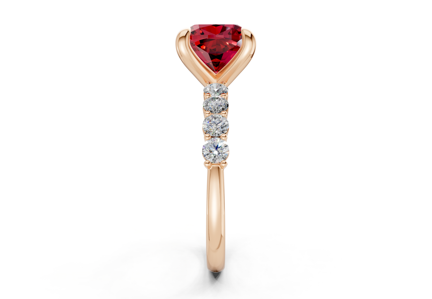 Arabella Ruby Gemstone Accent Cushion Square Cut 2mm Engagement Ring