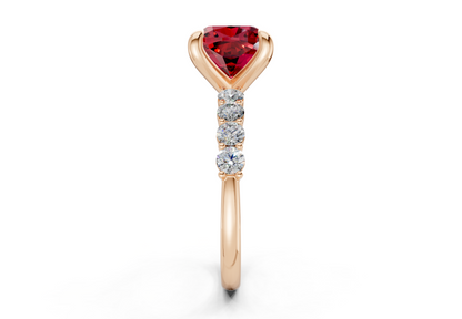 Arabella Ruby Gemstone Accent Cushion Square Cut 2mm Engagement Ring
