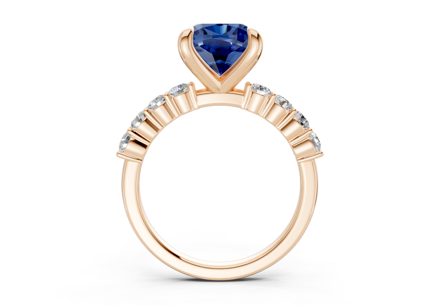 Arabella Sapphire Gemstone Accent Cushion Square Cut 2mm Engagement Ring