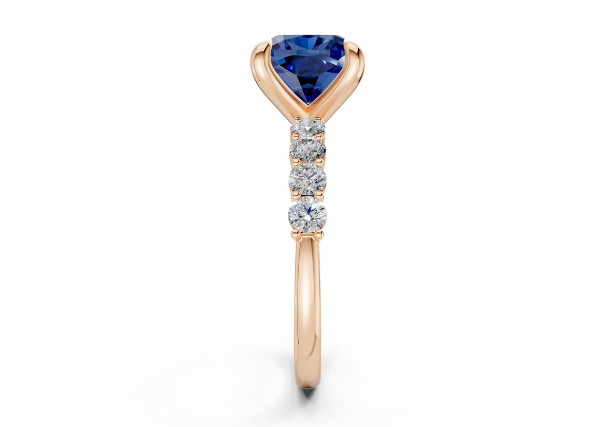 Arabella Sapphire Gemstone Accent Cushion Square Cut 2mm Engagement Ring