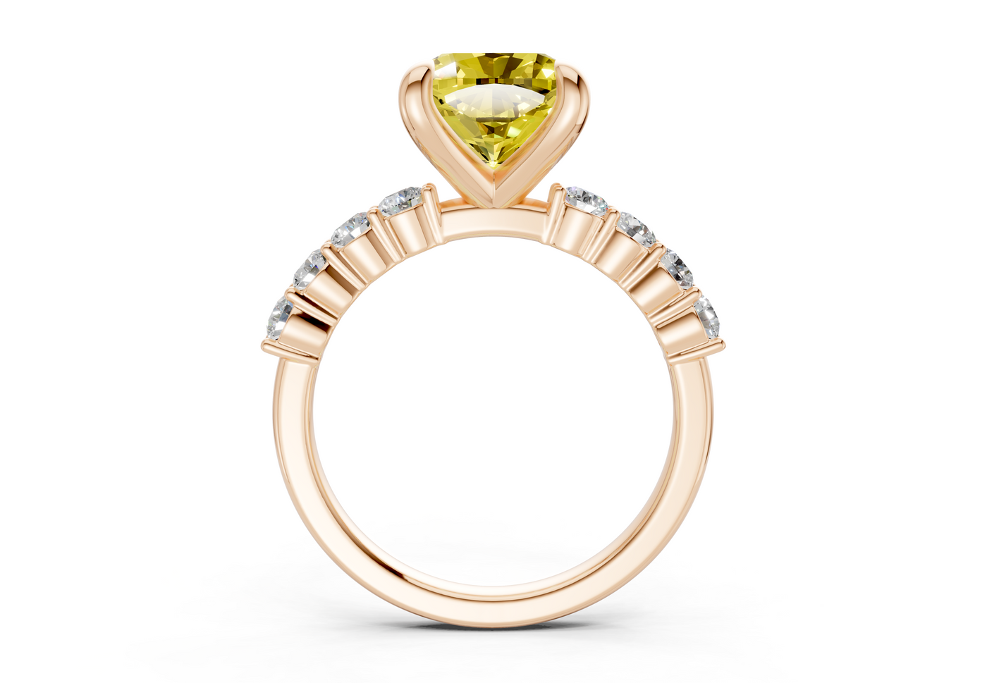 Arabella Yellow Diamond Accent Cushion Square Cut 2mm Engagement Ring