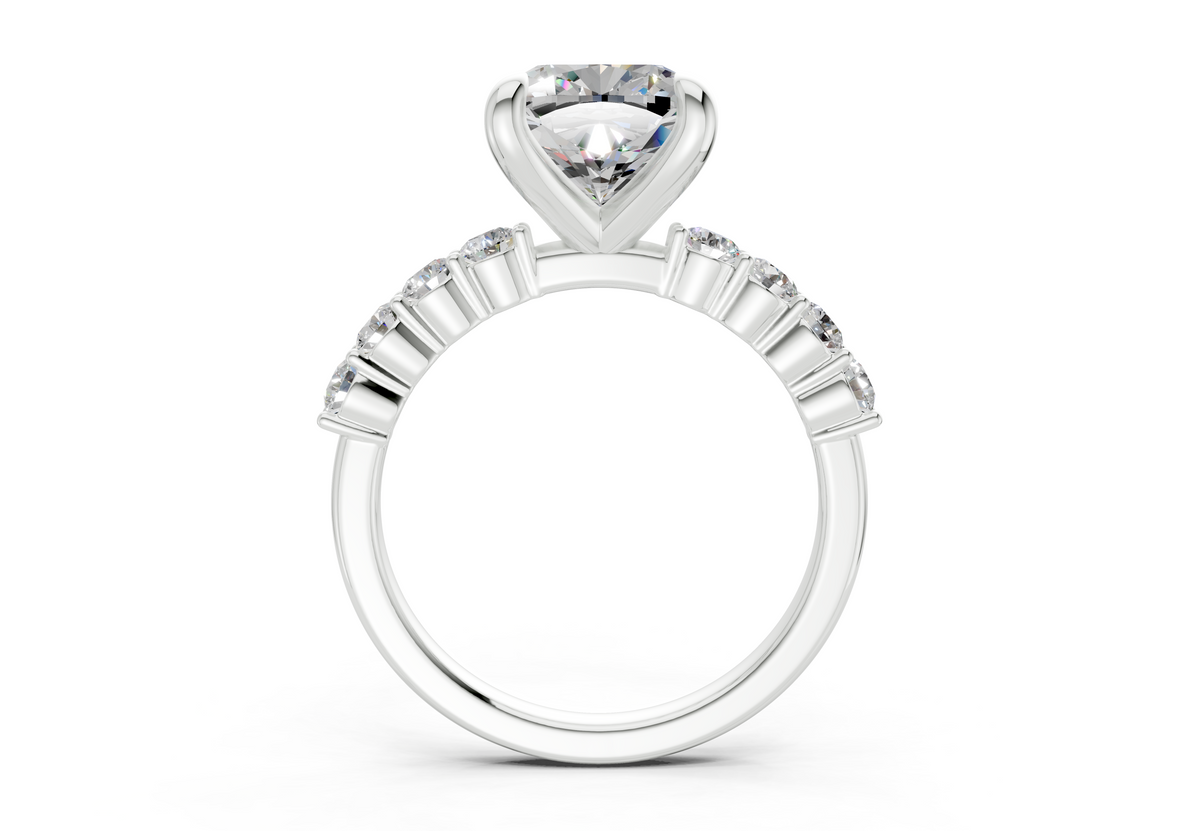 Arabella Diamond Accent Cushion Square Cut 2mm Engagement Ring