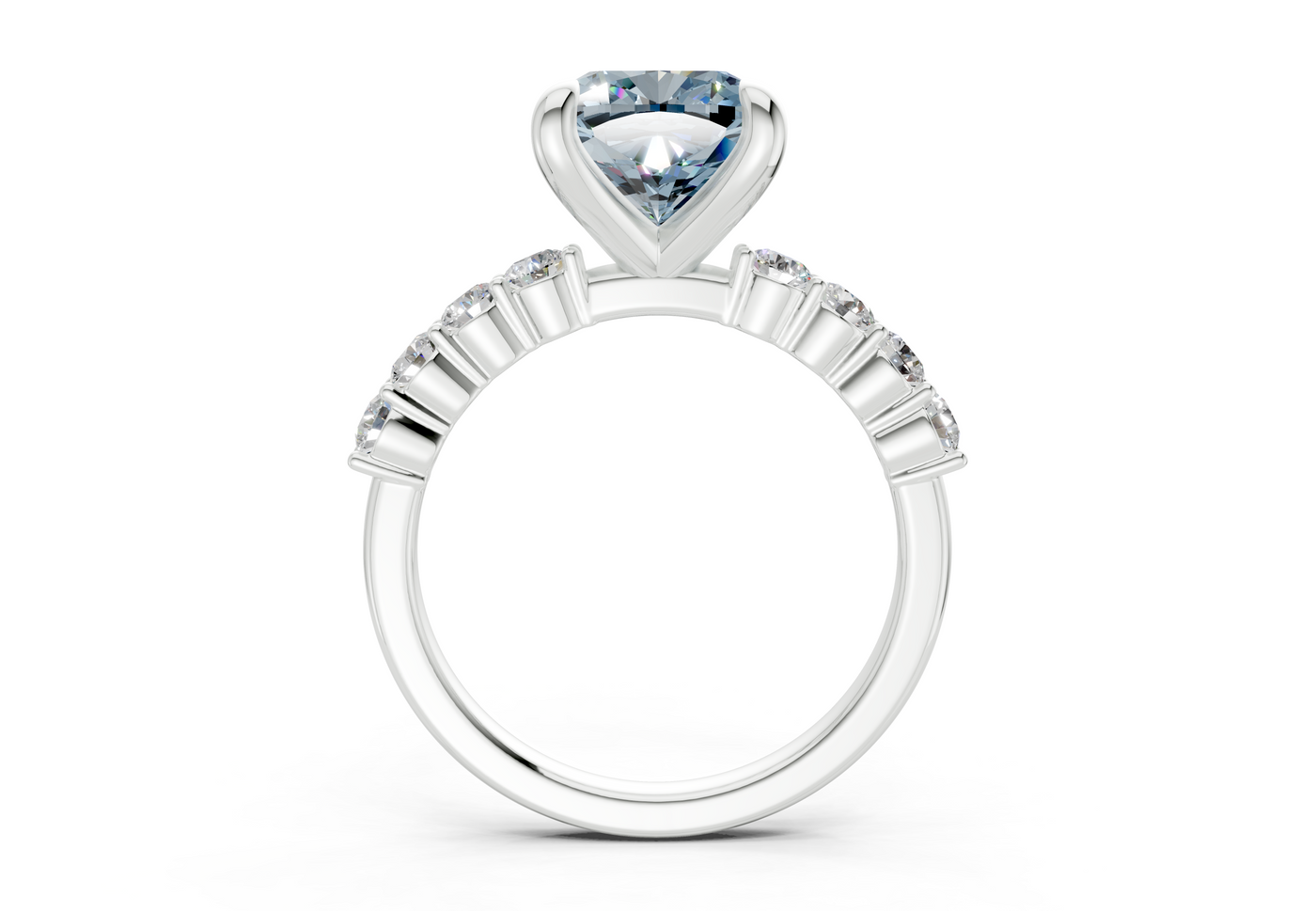 Arabella Blue Diamond Accent Cushion Square Cut 2mm Engagement Ring