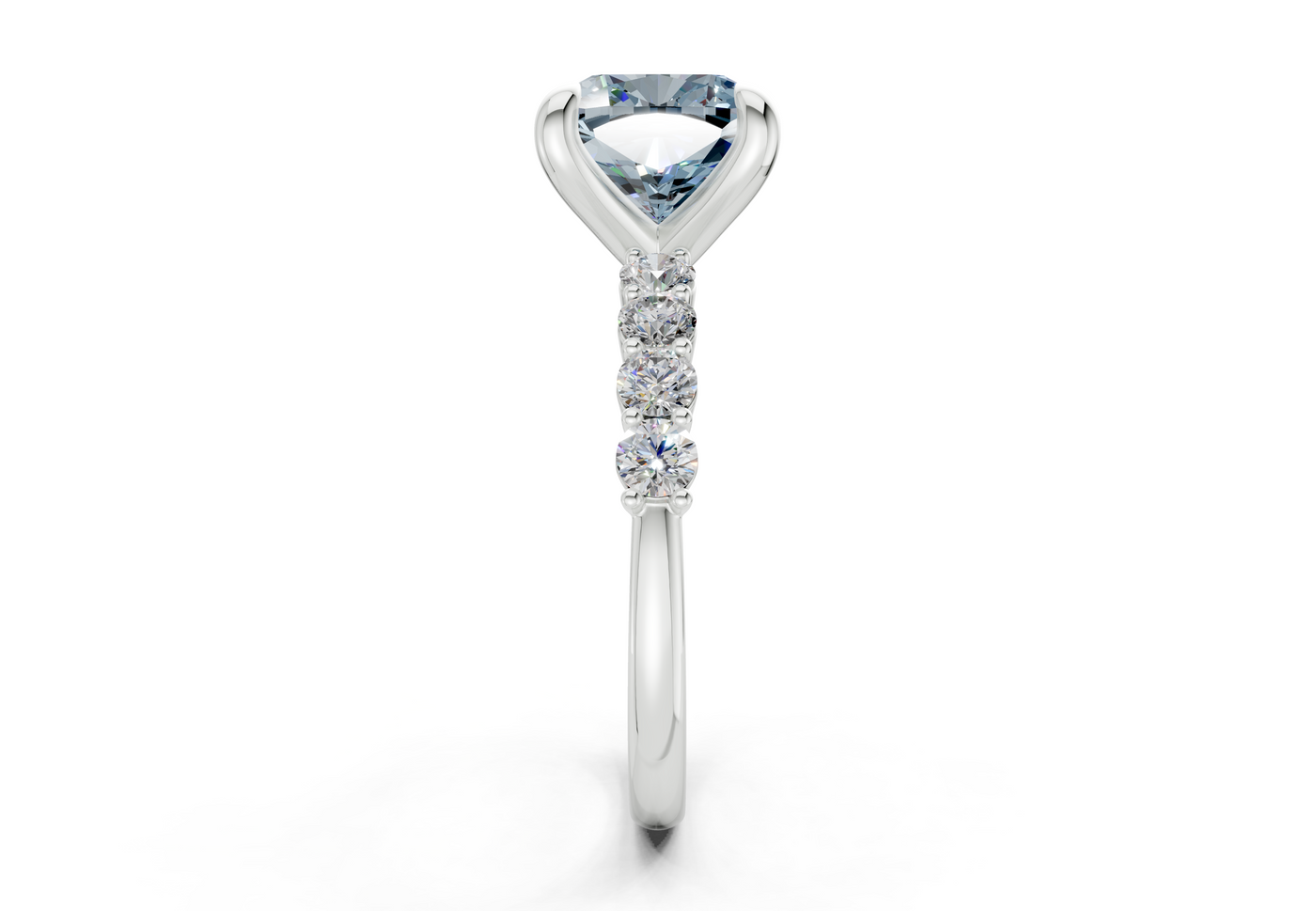 Arabella Blue Diamond Accent Cushion Square Cut 2mm Engagement Ring