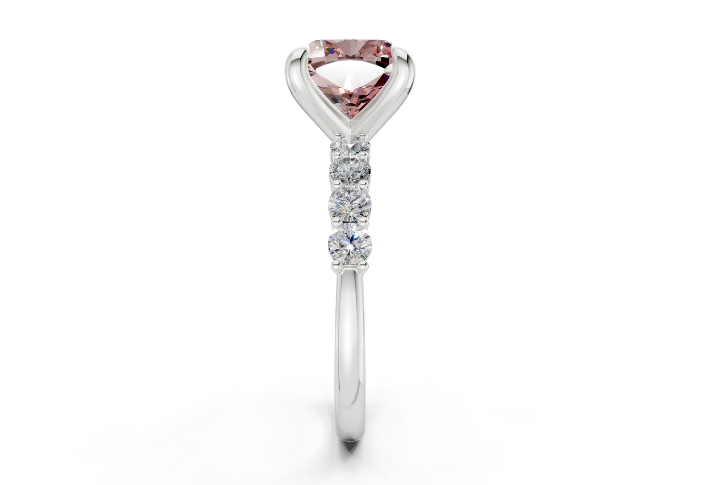 Arabella Pink Diamond Accent Cushion Square Cut 2mm Engagement Ring