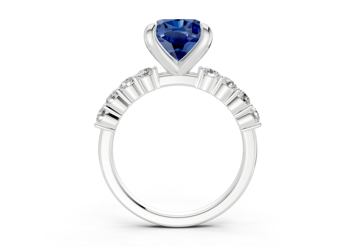 Arabella Sapphire Gemstone Accent Cushion Square Cut 2mm Engagement Ring