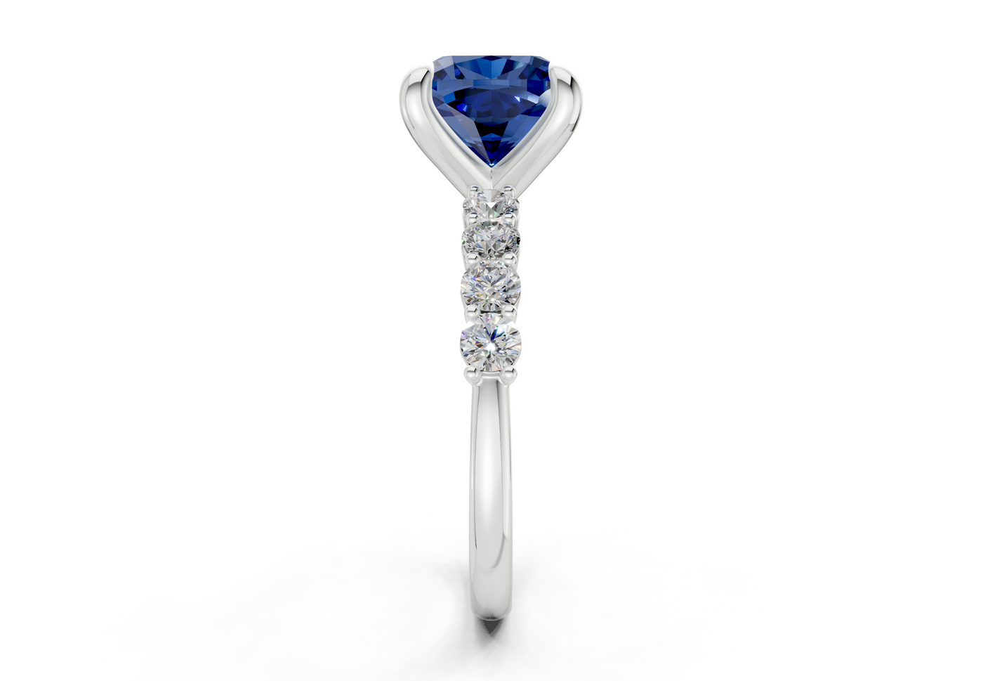 Arabella Sapphire Gemstone Accent Cushion Square Cut 2mm Engagement Ring