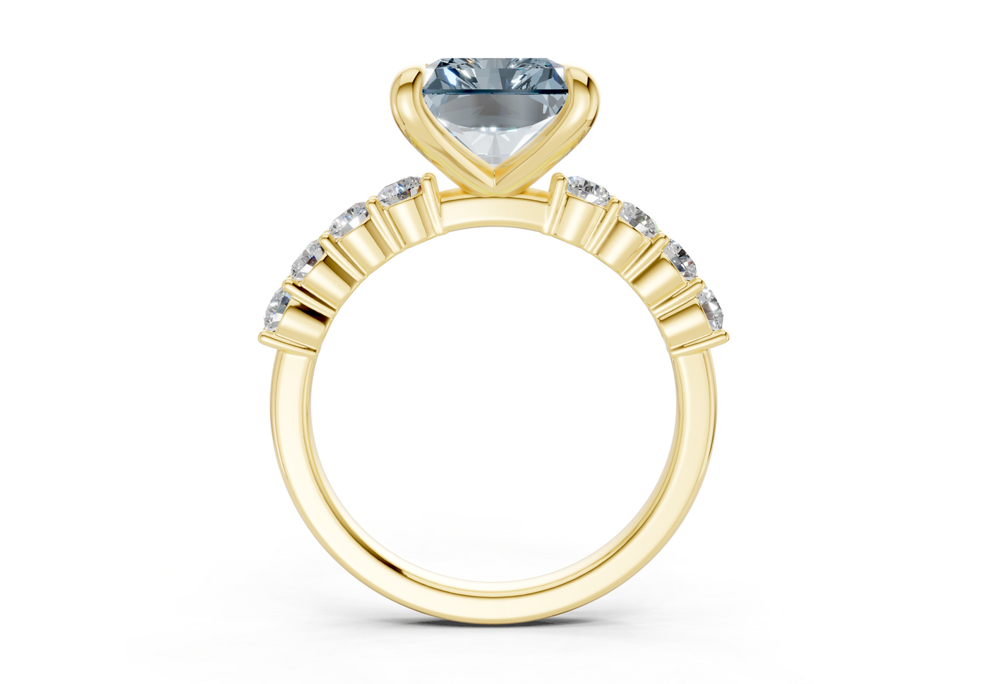 Arabella Blue Diamond Accent Radiant Square Cut 2mm Engagement Ring