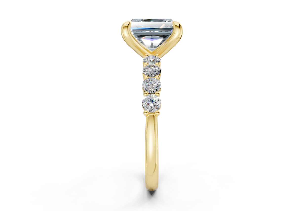 Arabella Blue Diamond Accent Radiant Square Cut 2mm Engagement Ring