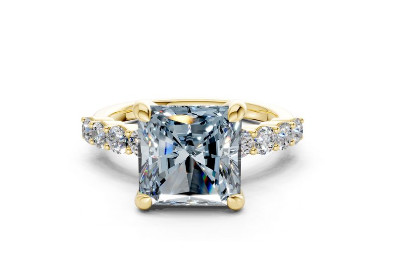 Arabella Blue Diamond Accent Radiant Square Cut 2mm Engagement Ring