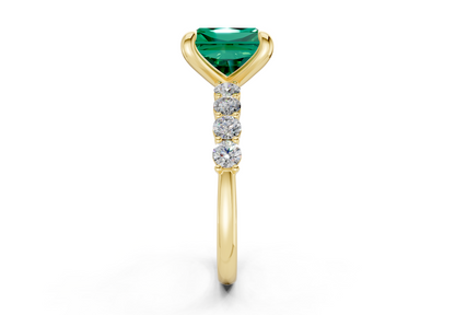 Arabella Emerald Gemstone Accent Radiant Square Cut 2mm Engagement Ring