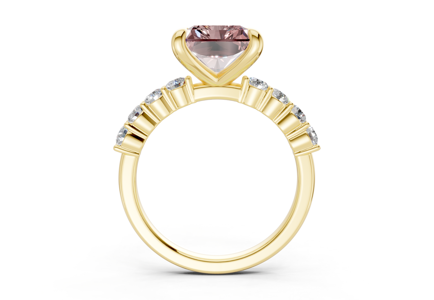 Arabella Pink Diamond Accent Radiant Square Cut 2mm Engagement Ring