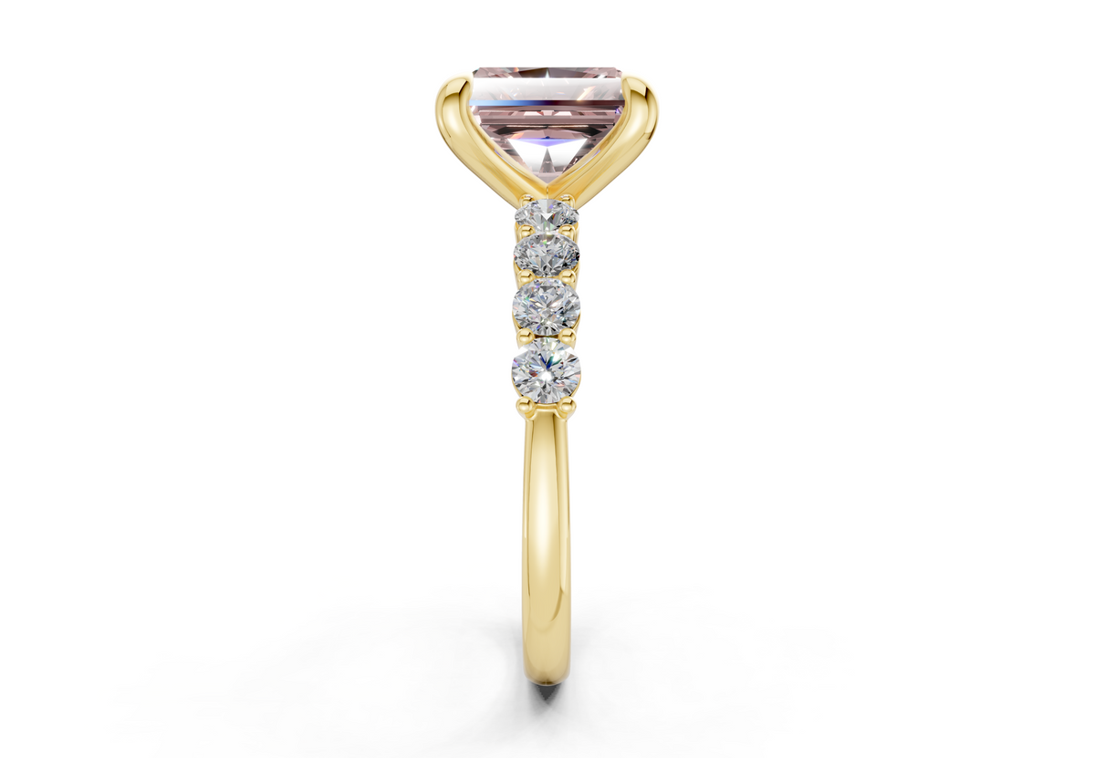 Arabella Pink Diamond Accent Radiant Square Cut 2mm Engagement Ring