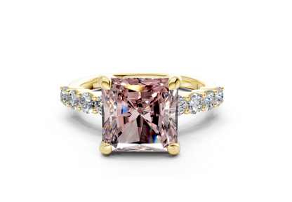 Arabella Pink Diamond Accent Radiant Square Cut 2mm Engagement Ring