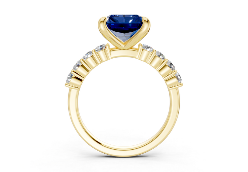 Arabella Sapphire Gemstone Accent Radiant Square Cut 2mm Engagement Ring