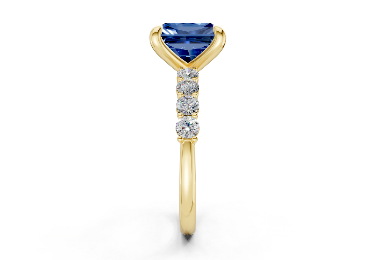 Arabella Sapphire Gemstone Accent Radiant Square Cut 2mm Engagement Ring
