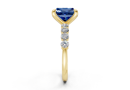 Arabella Sapphire Gemstone Accent Radiant Square Cut 2mm Engagement Ring