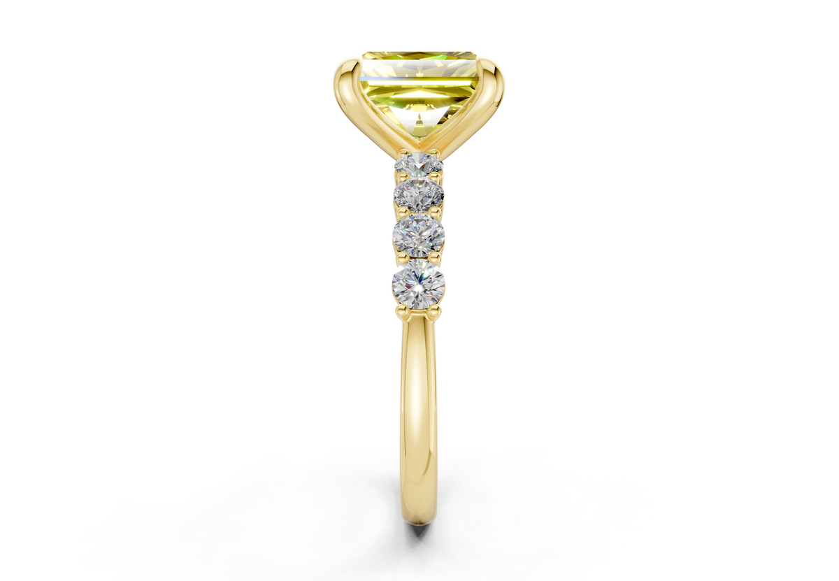 Arabella Yellow Diamond Accent Radiant Square Cut 2mm Engagement Ring