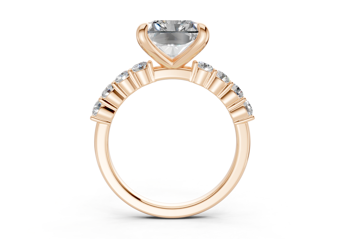 Arabella Diamond Accent Radiant Square Cut 2mm Engagement Ring