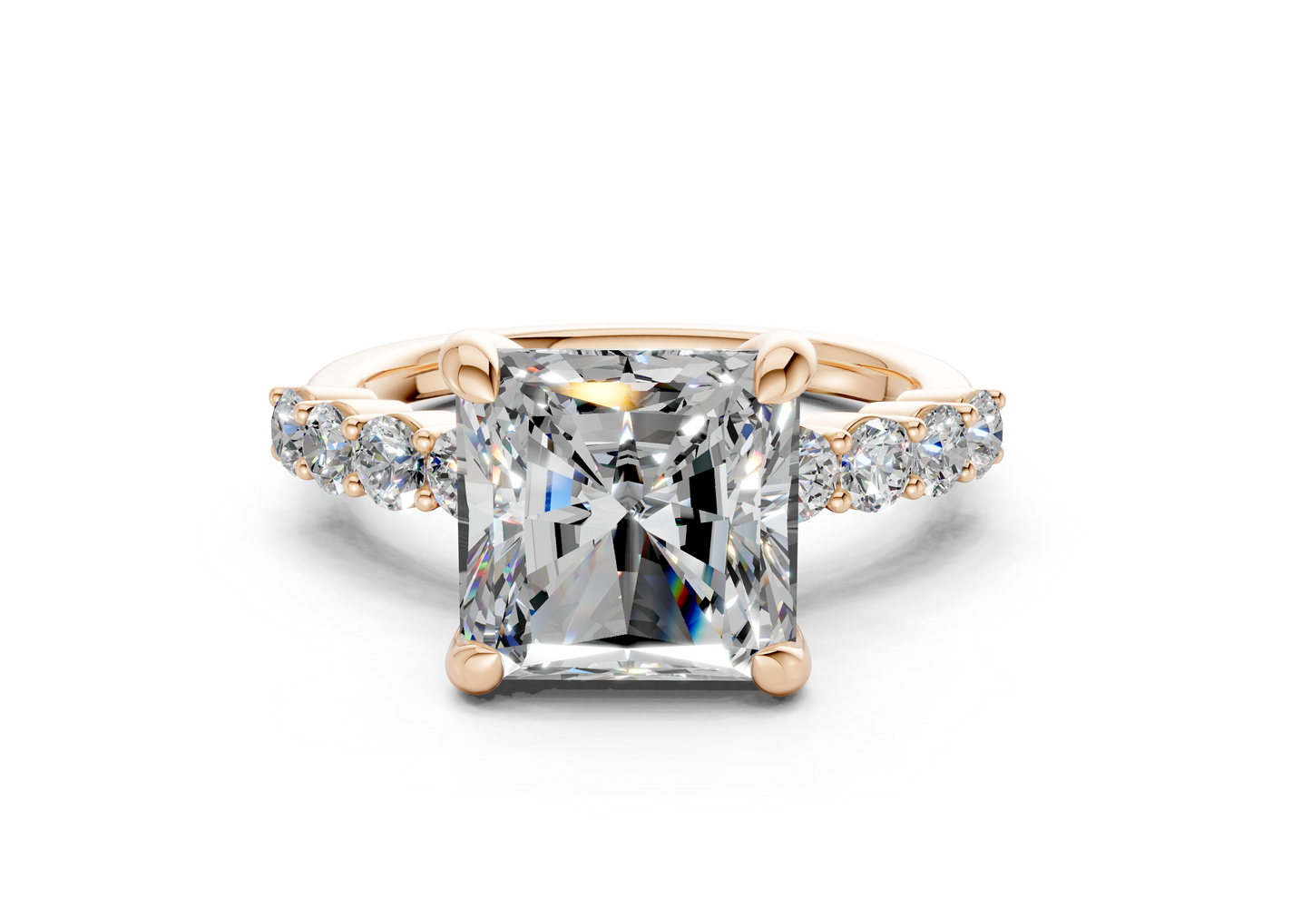 Arabella Diamond Accent Radiant Square Cut 2mm Engagement Ring