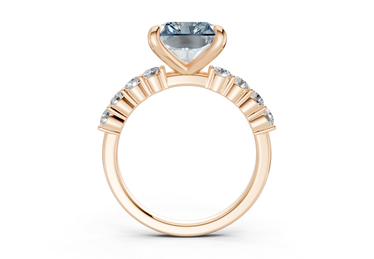 Arabella Blue Diamond Accent Radiant Square Cut 2mm Engagement Ring