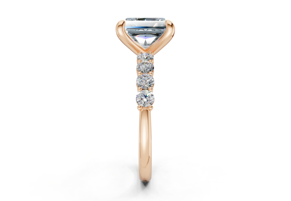 Arabella Blue Diamond Accent Radiant Square Cut 2mm Engagement Ring