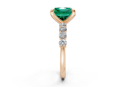 Arabella Emerald Gemstone Accent Radiant Square Cut 2mm Engagement Ring