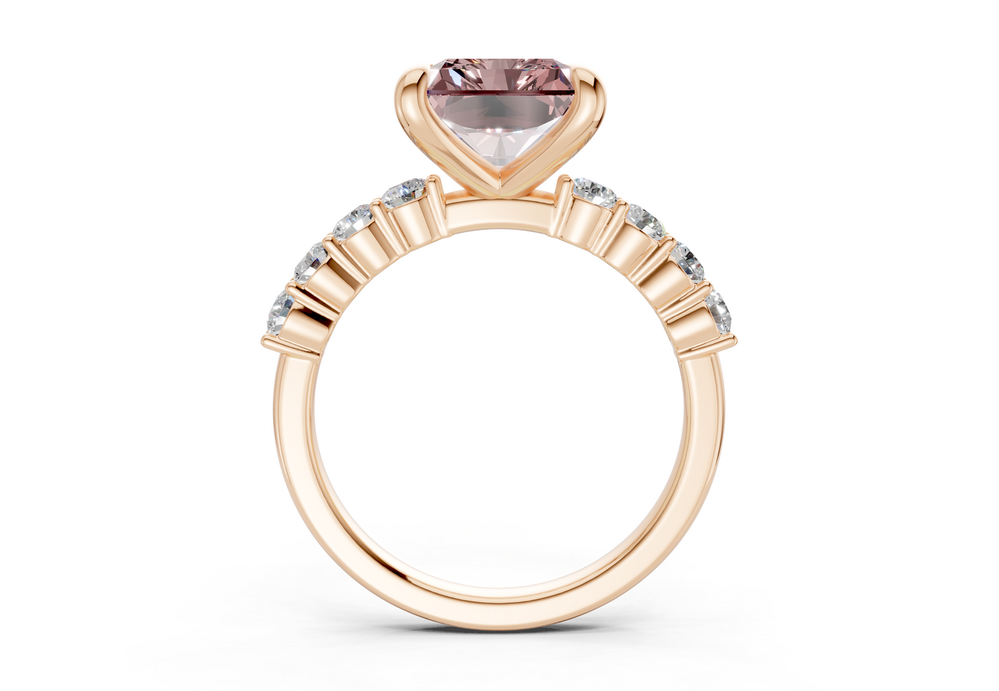 Arabella Pink Diamond Accent Radiant Square Cut 2mm Engagement Ring