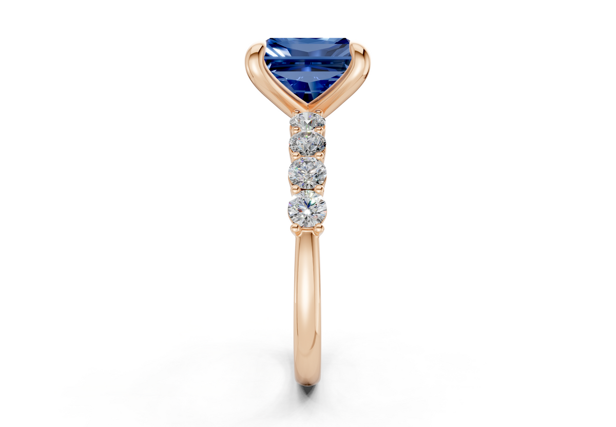 Arabella Sapphire Gemstone Accent Radiant Square Cut 2mm Engagement Ring
