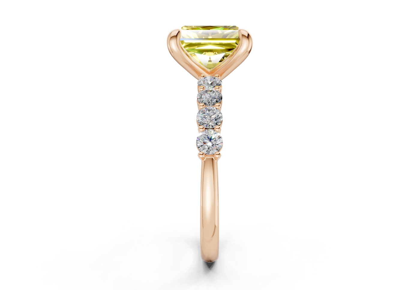 Arabella Yellow Diamond Accent Radiant Square Cut 2mm Engagement Ring
