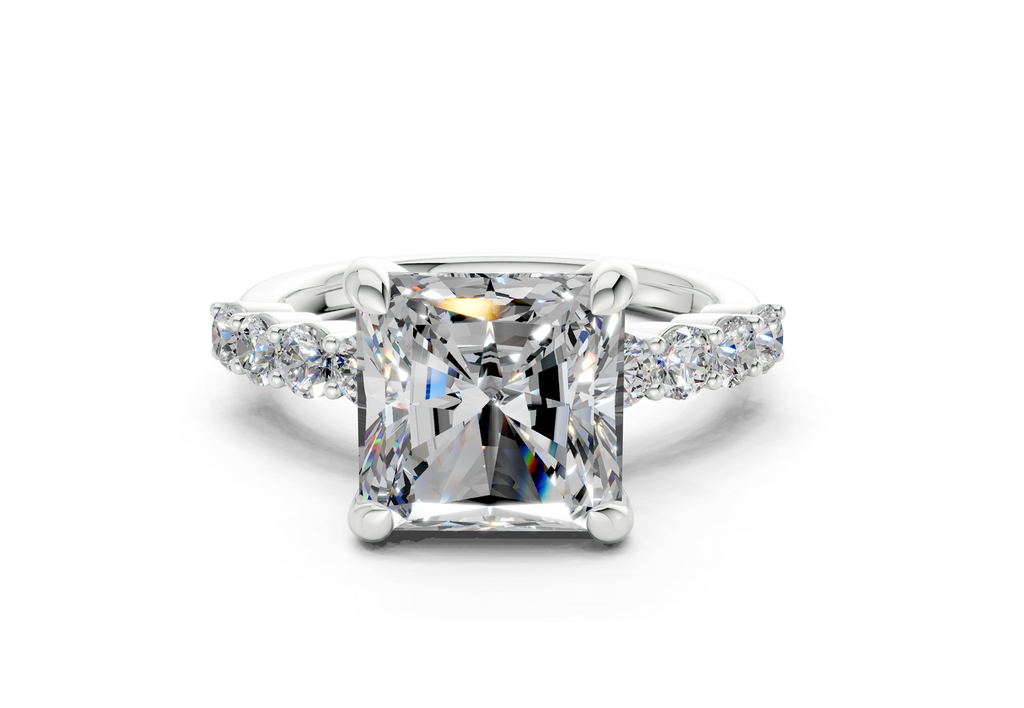 Arabella Diamond Accent Radiant Square Cut 2mm Engagement Ring