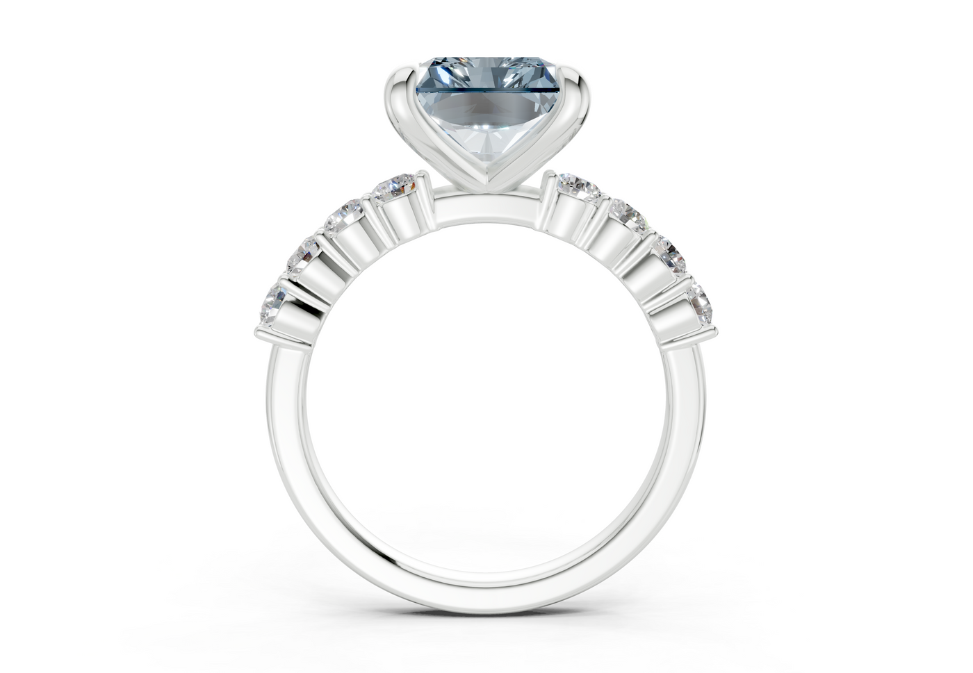 Arabella Blue Diamond Accent Radiant Square Cut 2mm Engagement Ring