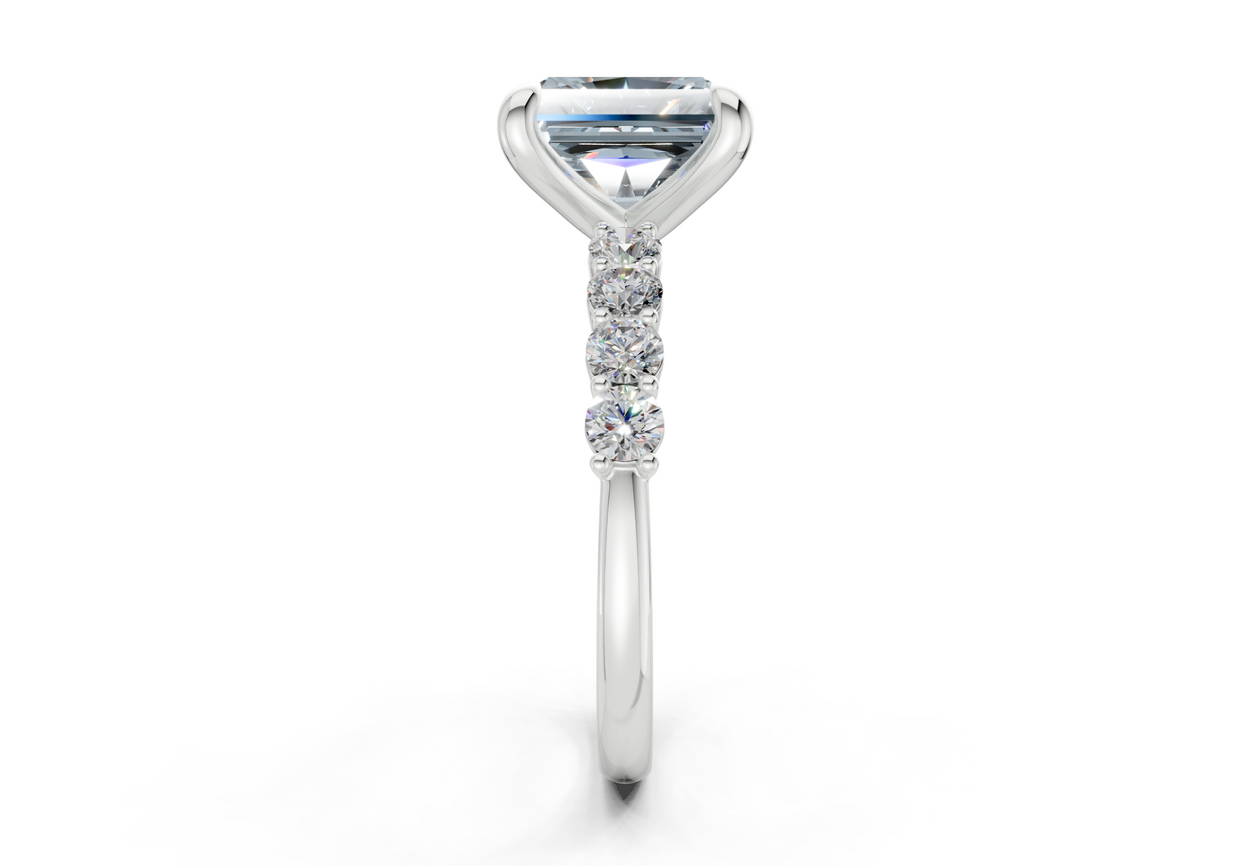 Arabella Blue Diamond Accent Radiant Square Cut 2mm Engagement Ring