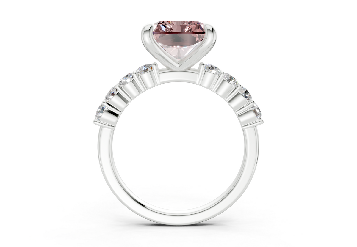 Arabella Pink Diamond Accent Radiant Square Cut 2mm Engagement Ring