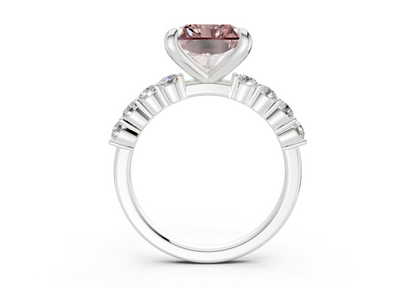 Arabella Pink Diamond Accent Radiant Square Cut 2mm Engagement Ring