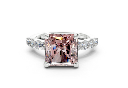 Arabella Pink Diamond Accent Radiant Square Cut 2mm Engagement Ring