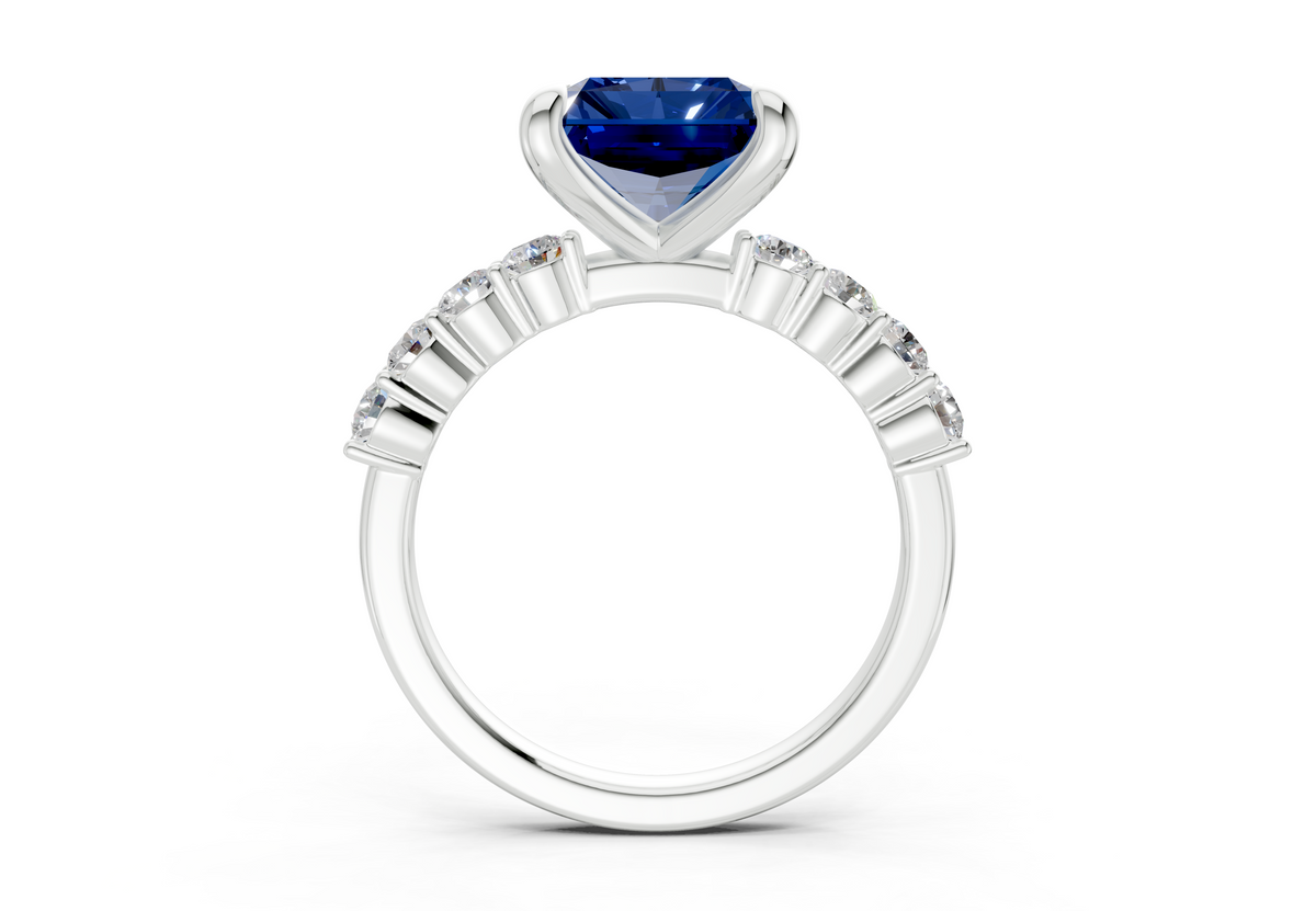 Arabella Sapphire Gemstone Accent Radiant Square Cut 2mm Engagement Ring