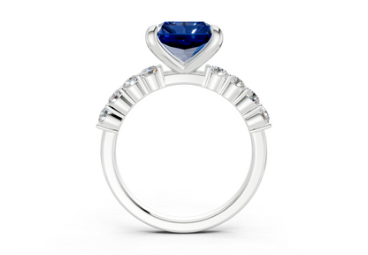 Arabella Sapphire Gemstone Accent Radiant Square Cut 2mm Engagement Ring